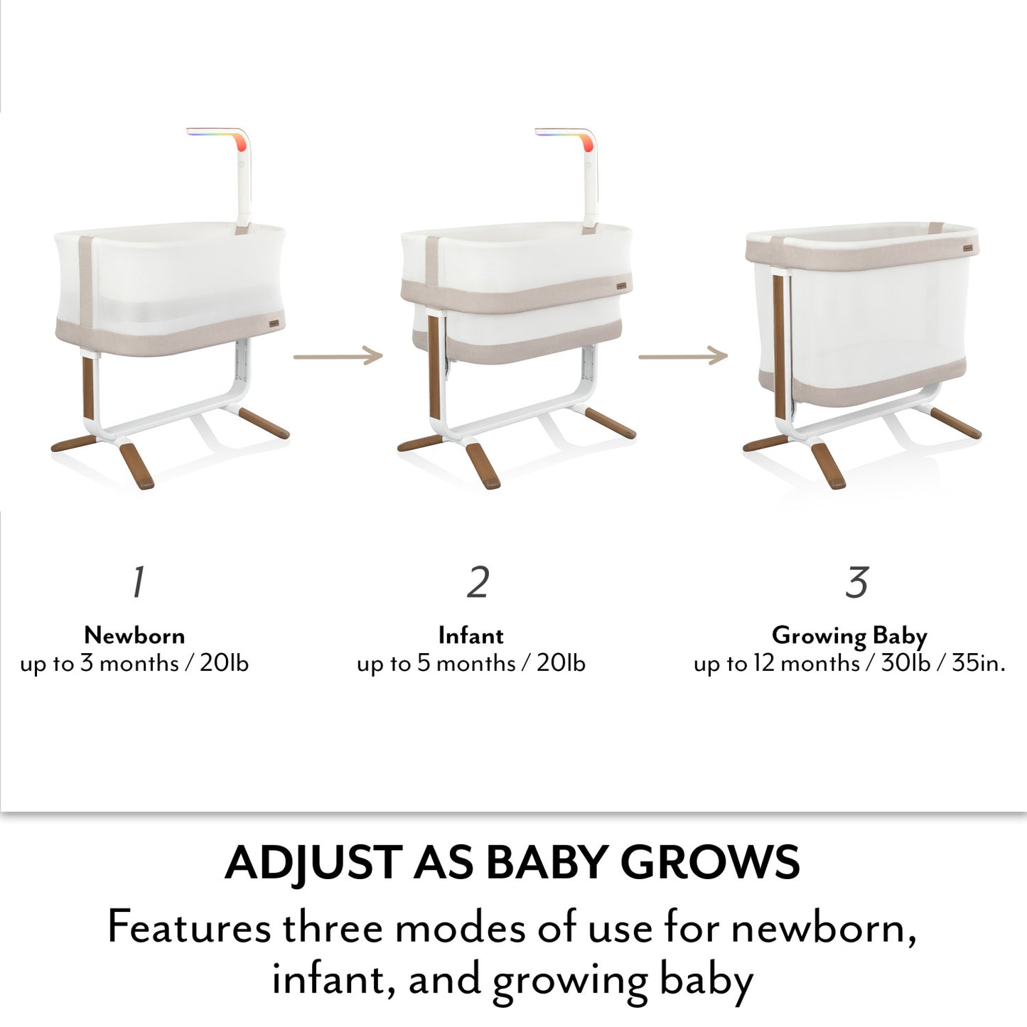 Evenflo - Cora 3 Level Adjustable Bassinet - Coastal Coffee