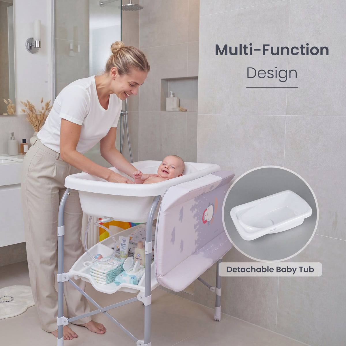 Jikel - Ripple Bath & Changing Table - Grey
