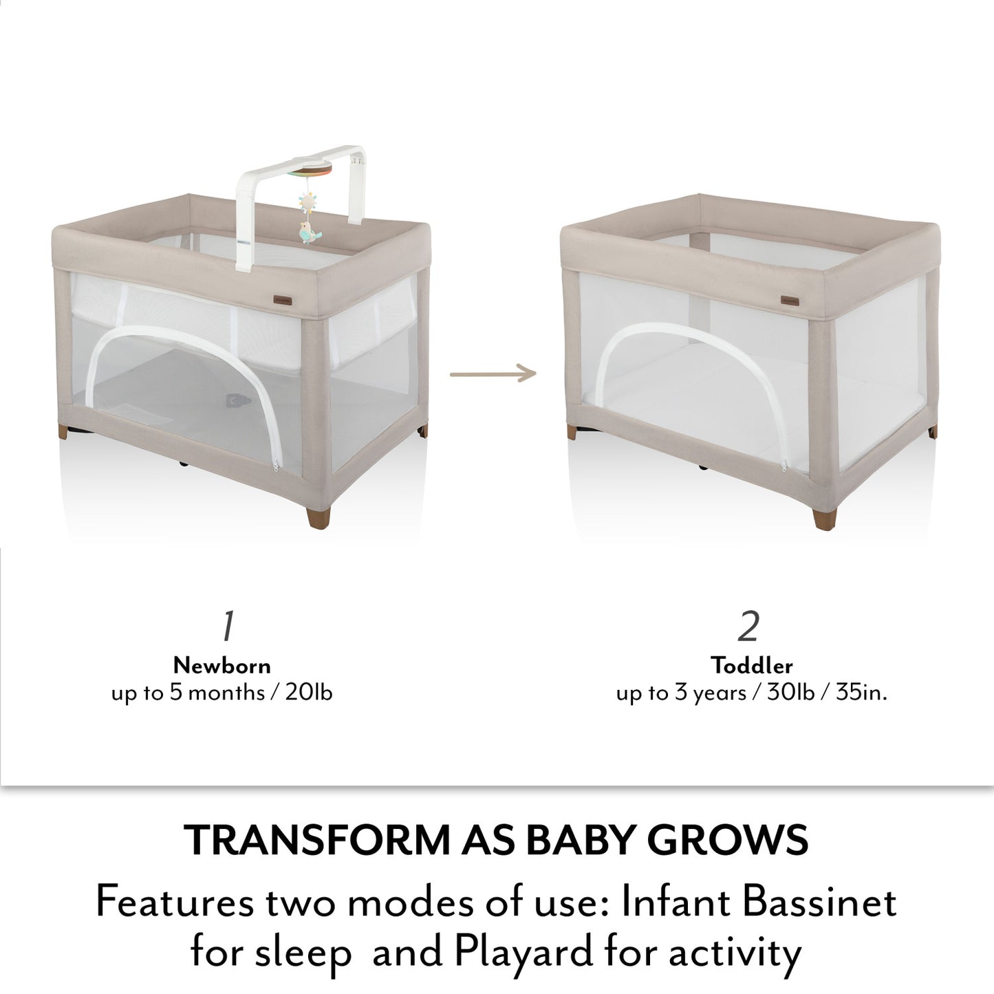 Evenflo - Eris One-Hand Playard With Bassinet - Coastal Coffee