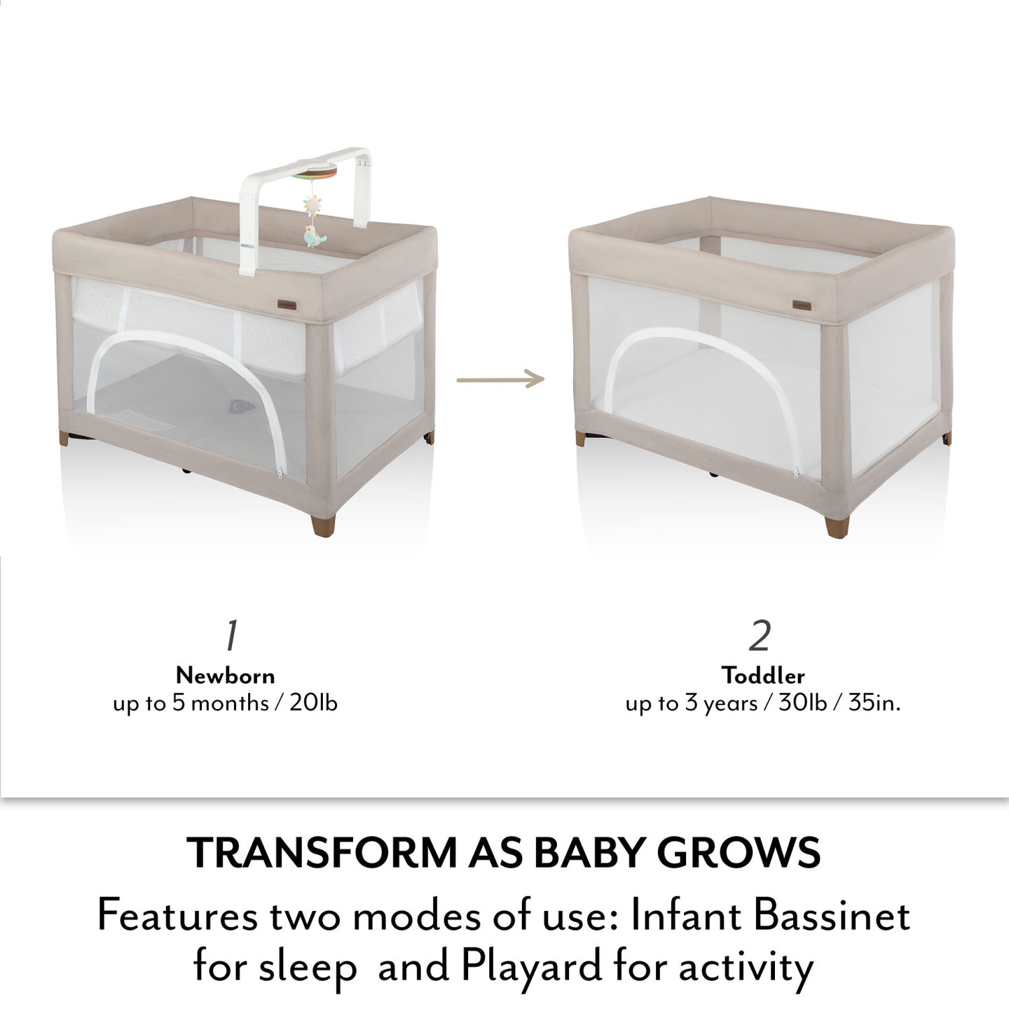 Evenflo - Eris One-Hand Playard With Bassinet - Coastal Coffee