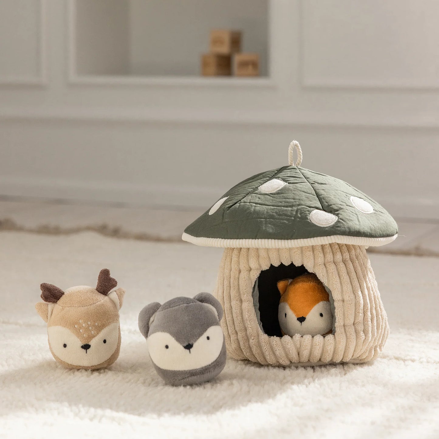 Sebra - Activity toy, hide & seek, mushroom