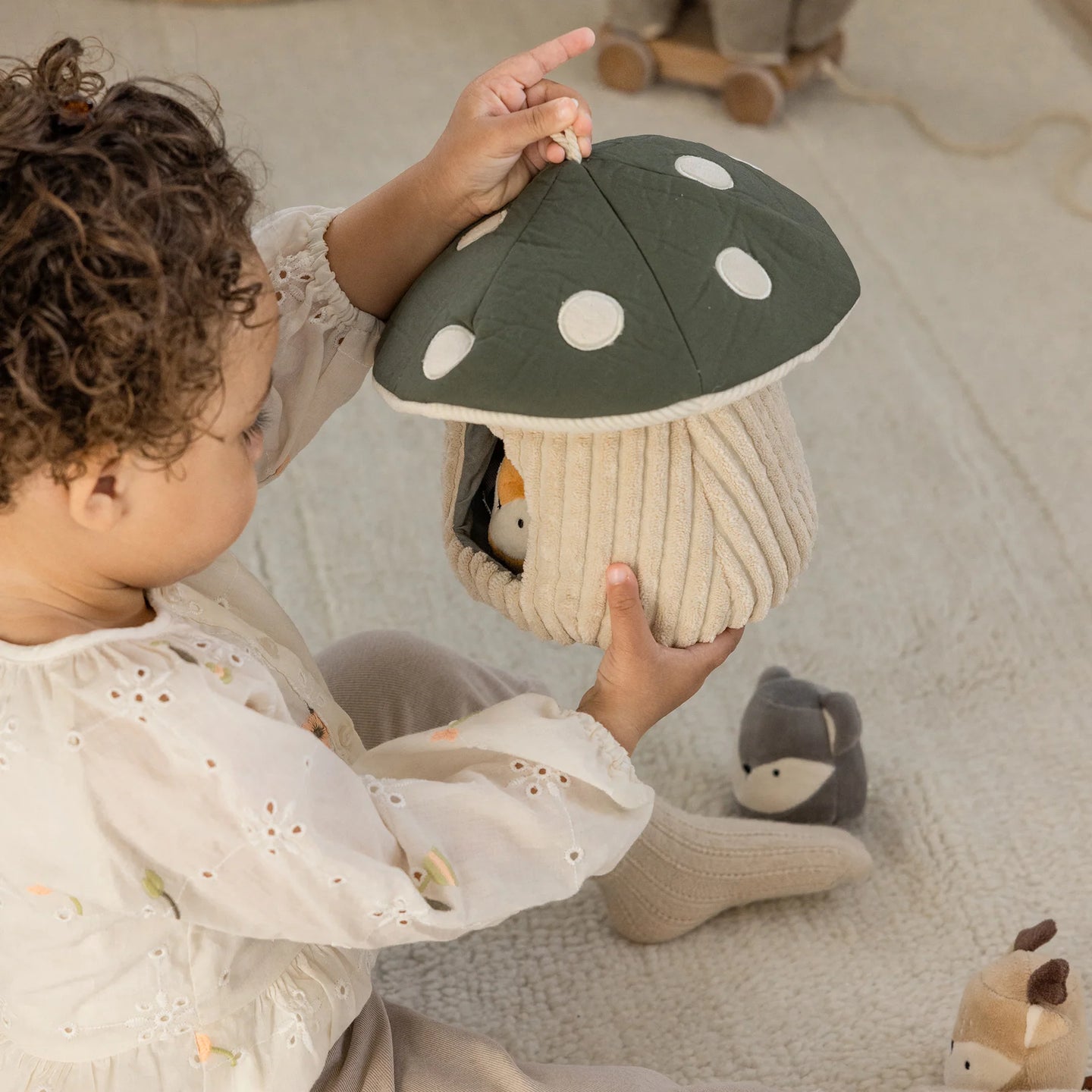 Sebra - Activity toy, hide & seek, mushroom