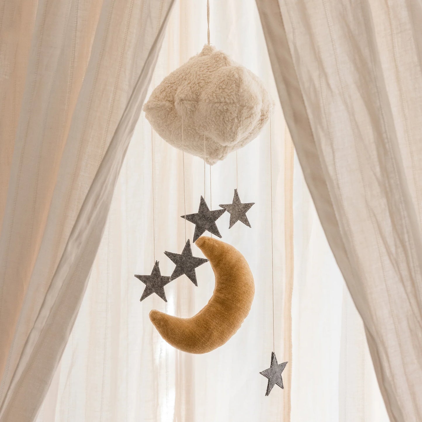 Sebra - Felted Baby mobile -  Moon & Stars