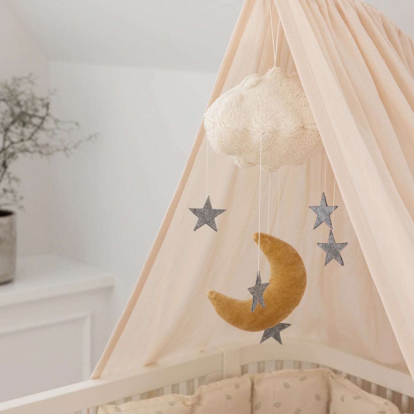 Sebra - Felted Baby mobile -  Moon & Stars