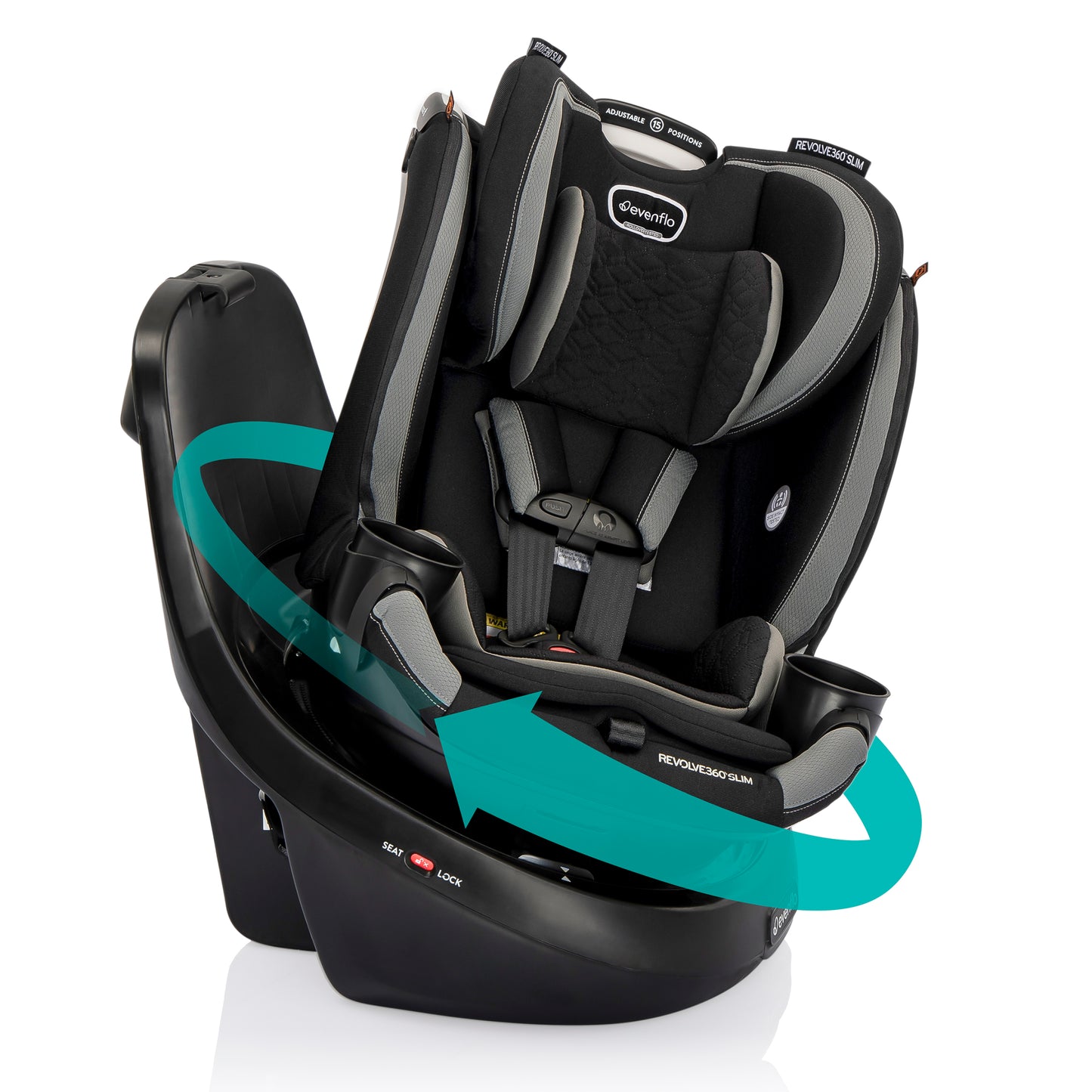 Evenflo - Revolve360 Slim 2-in-1 Rotational Car Seat - Salem Black