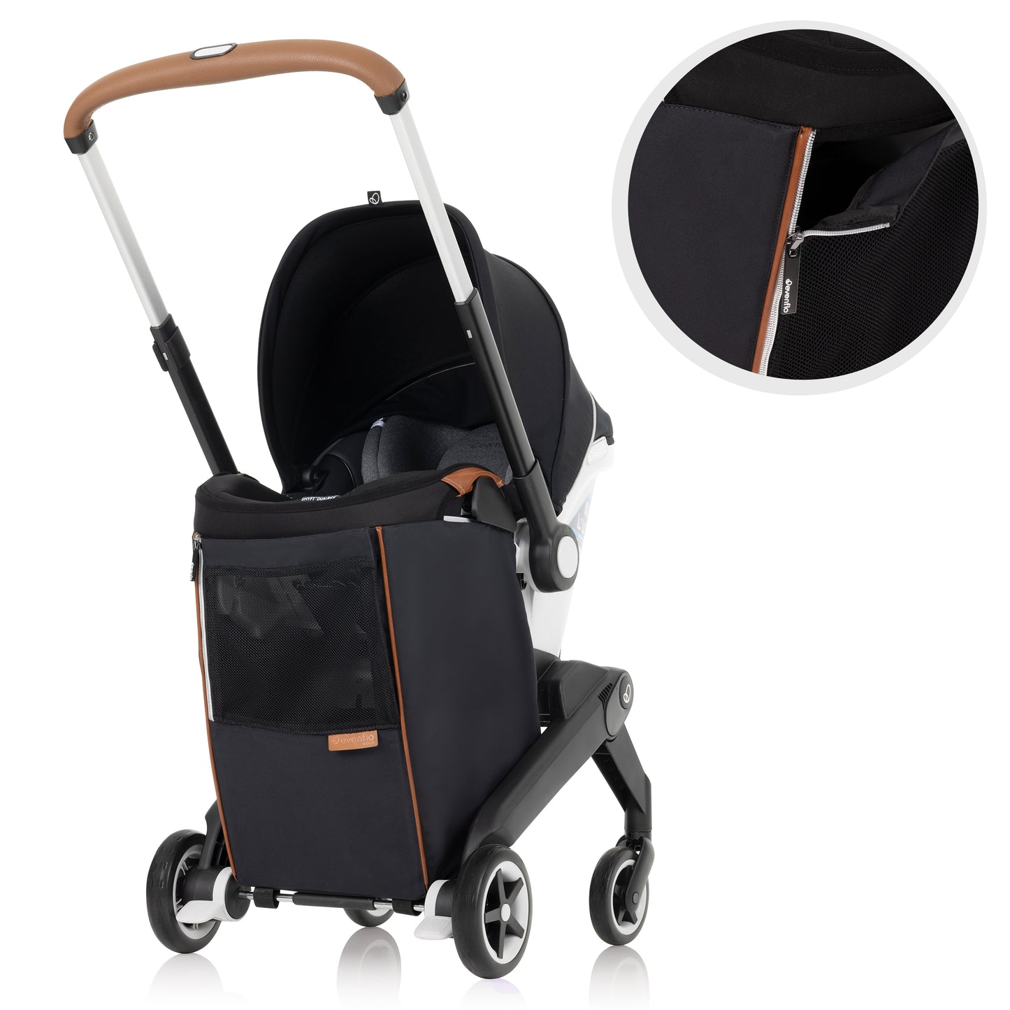 Evenflo - Gold Shyft DualRide with Carryall Storage Infant Car Seat and Stroller Combo - Onyx Black