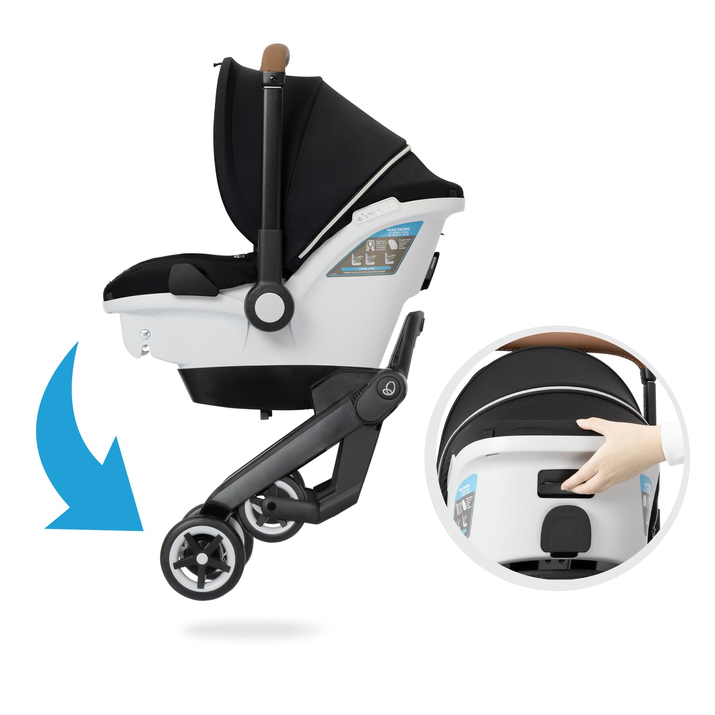 Evenflo - Gold Shyft DualRide with Carryall Storage Infant Car Seat and Stroller Combo - Onyx Black