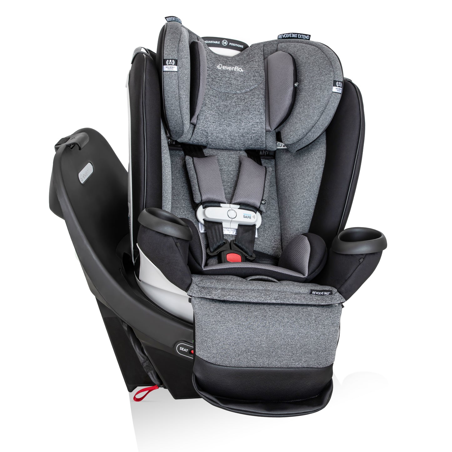Evenflo - Gold Revolve360 Extend All-in-One Rotational Car Seat with SensorSafe - Moonstone Gray