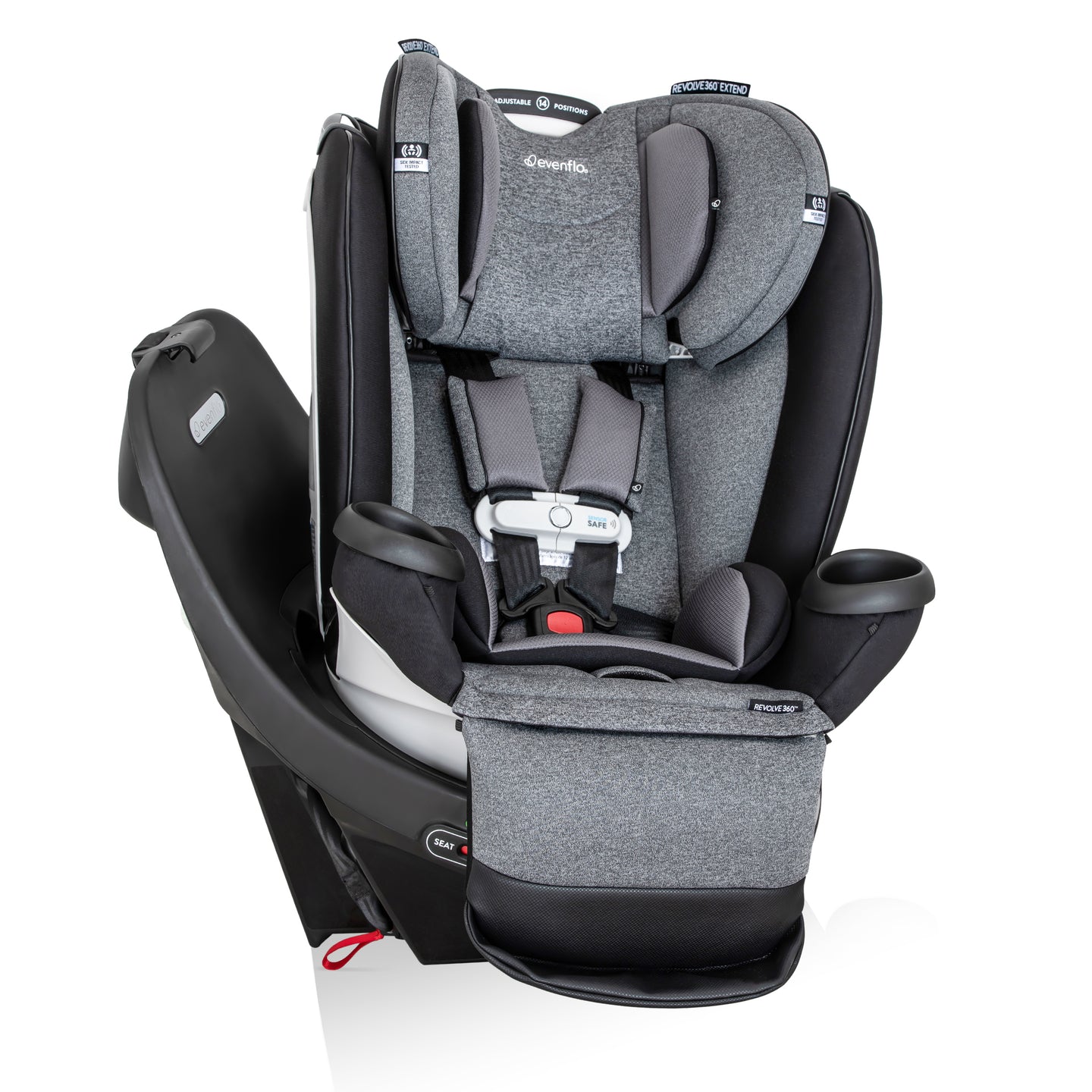 Evenflo - Gold Revolve360 Extend All-in-One Rotational Car Seat with SensorSafe - Moonstone Gray