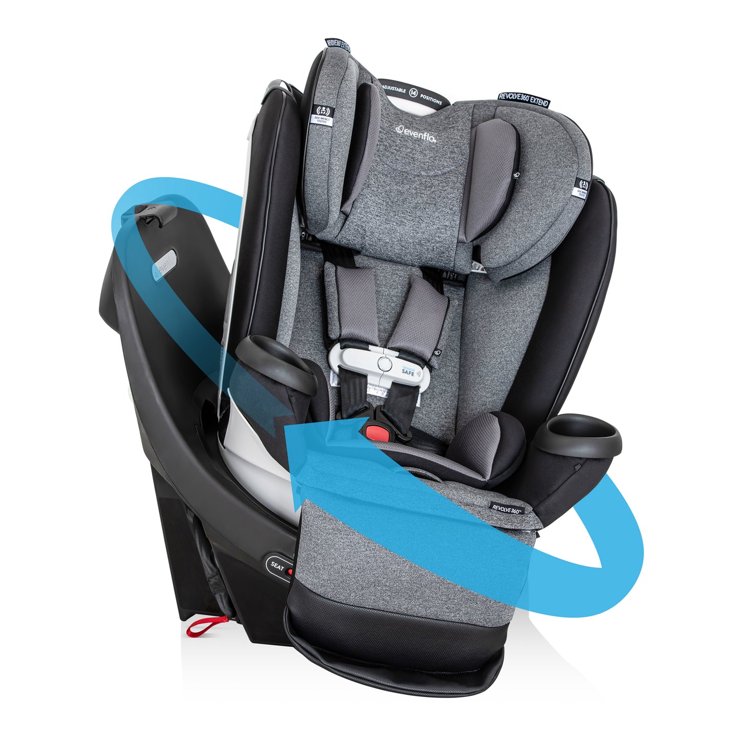 Evenflo - Gold Revolve360 Extend All-in-One Rotational Car Seat with SensorSafe - Moonstone Gray