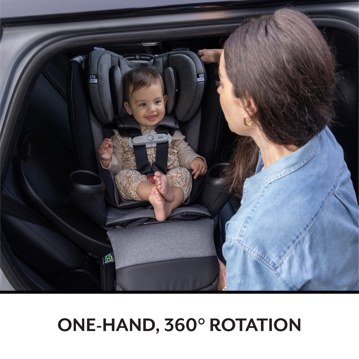 Evenflo - Gold Revolve360 Extend All-in-One Rotational Car Seat with SensorSafe - Onyx Black