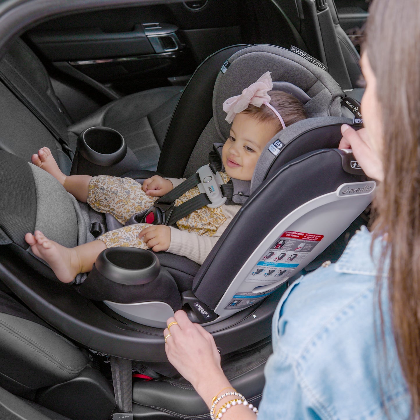 Evenflo - Gold Revolve360 Extend All-in-One Rotational Car Seat with SensorSafe - Moonstone Gray