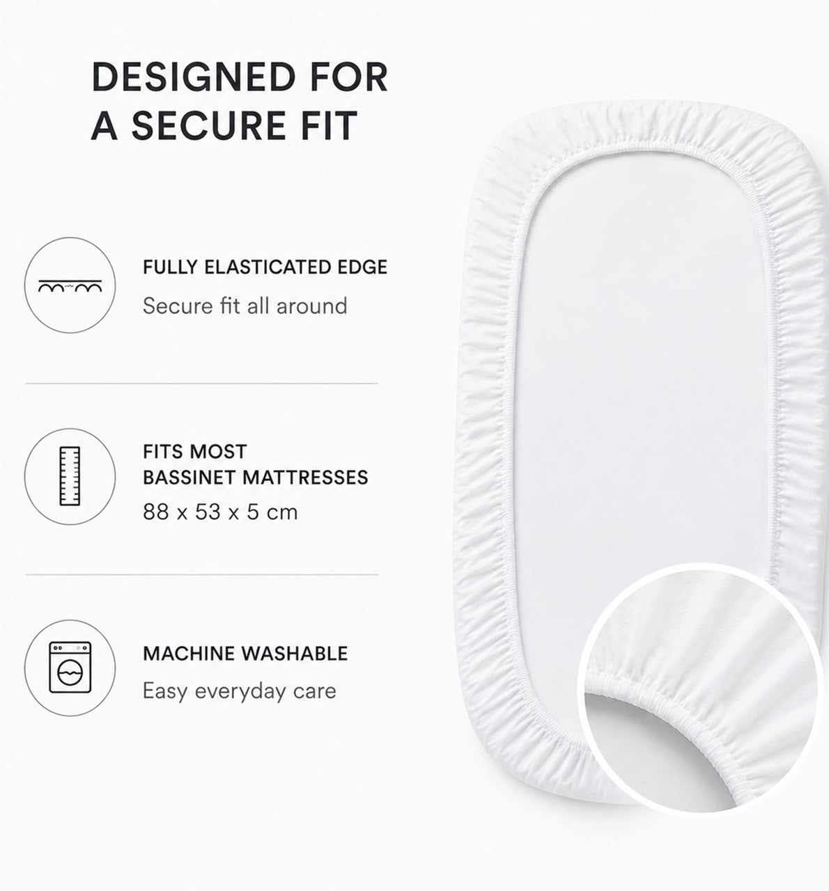 Jikel - Organic Cotton Fitted Sheets - White - 2 Pc Set