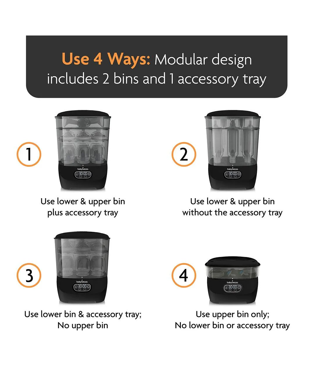 Baby Brezza - One Step Baby Bottle Sterilizer and Dryer Advanced Premium Black