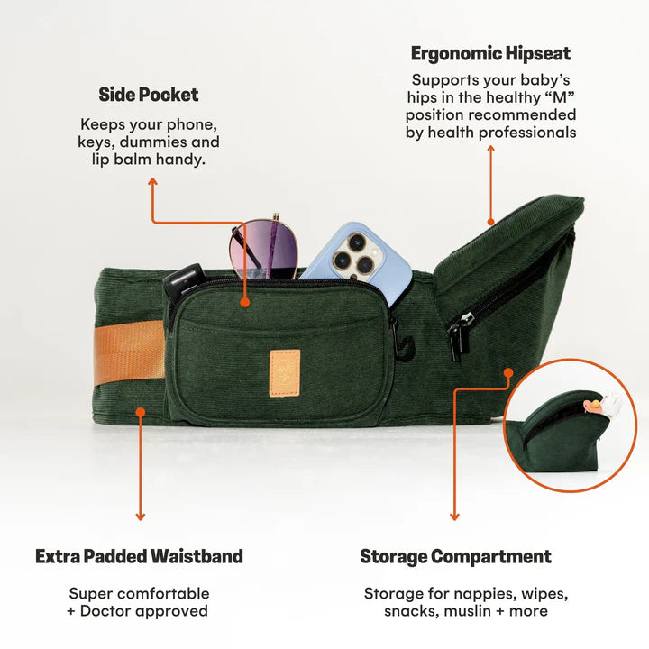 Hackerlily - HipSurfer Ergonomic Hip Seat Baby Carrier Green