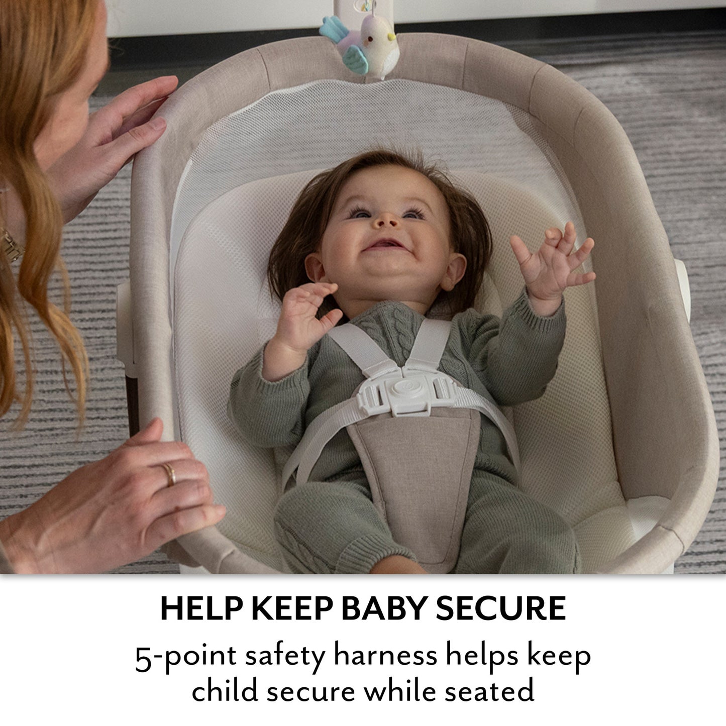 Evenflo - Elara 2-In-1 Smart Motion Swing & Soothing Nest - Coastal Coffee