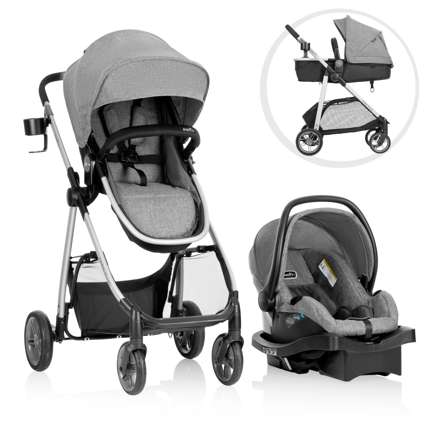 Evenflo - Omni Plus Modular Stroller & LiteMax Car Seat Set - Mylar Grey
