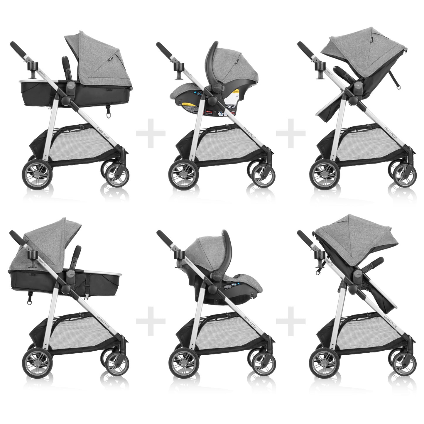 Evenflo - Omni Plus Modular Stroller & LiteMax Car Seat Set - Mylar Grey