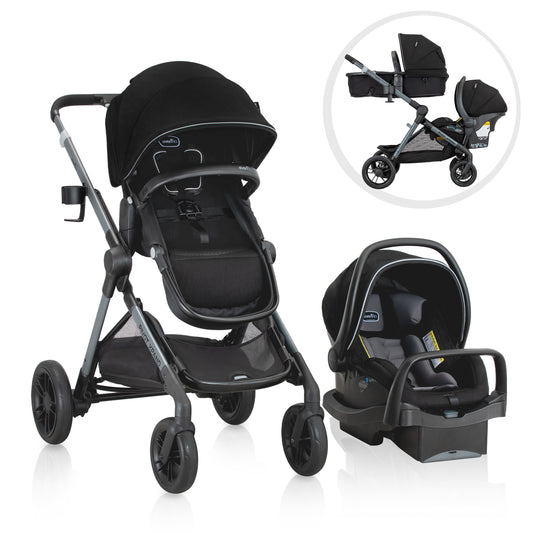 Evenflo - Pivot Xpand Modular Travel System with LiteMax Infant Car Seat - Ayrshire Black