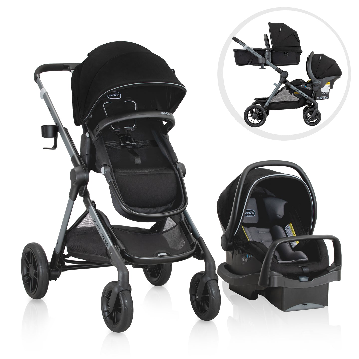 Evenflo - Pivot Xpand Modular Travel System with LiteMax Infant Car Seat - Ayrshire Black