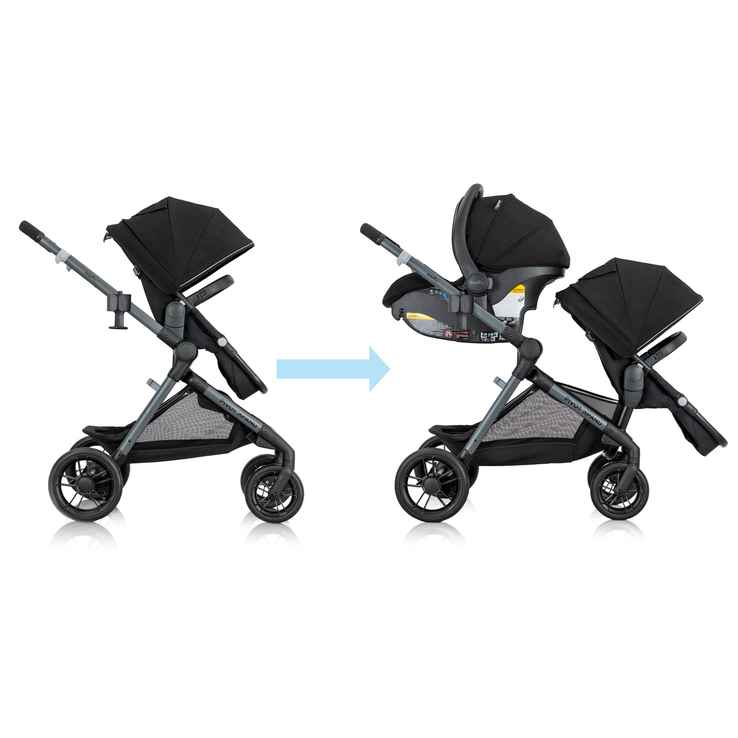Evenflo - Pivot Xpand Modular Travel System with LiteMax Infant Car Seat - Ayrshire Black