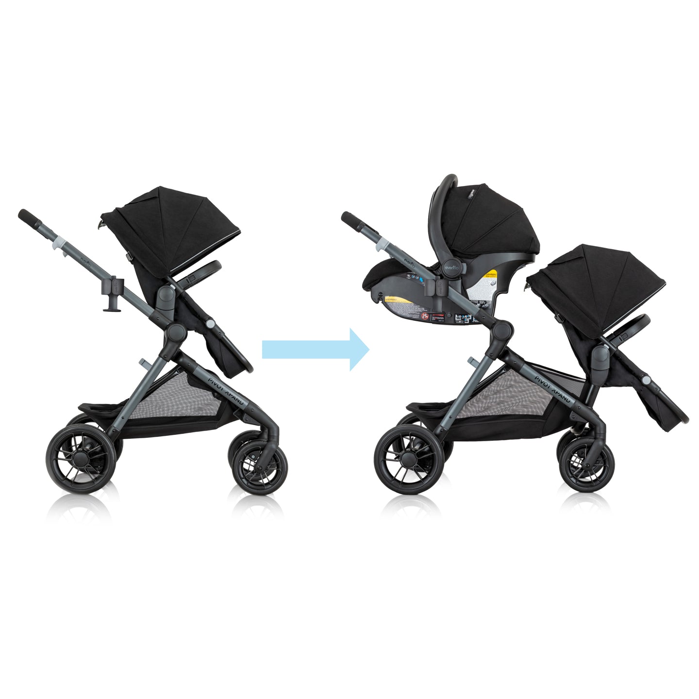 Evenflo - Pivot Xpand Modular Travel System with LiteMax Infant Car Seat - Ayrshire Black
