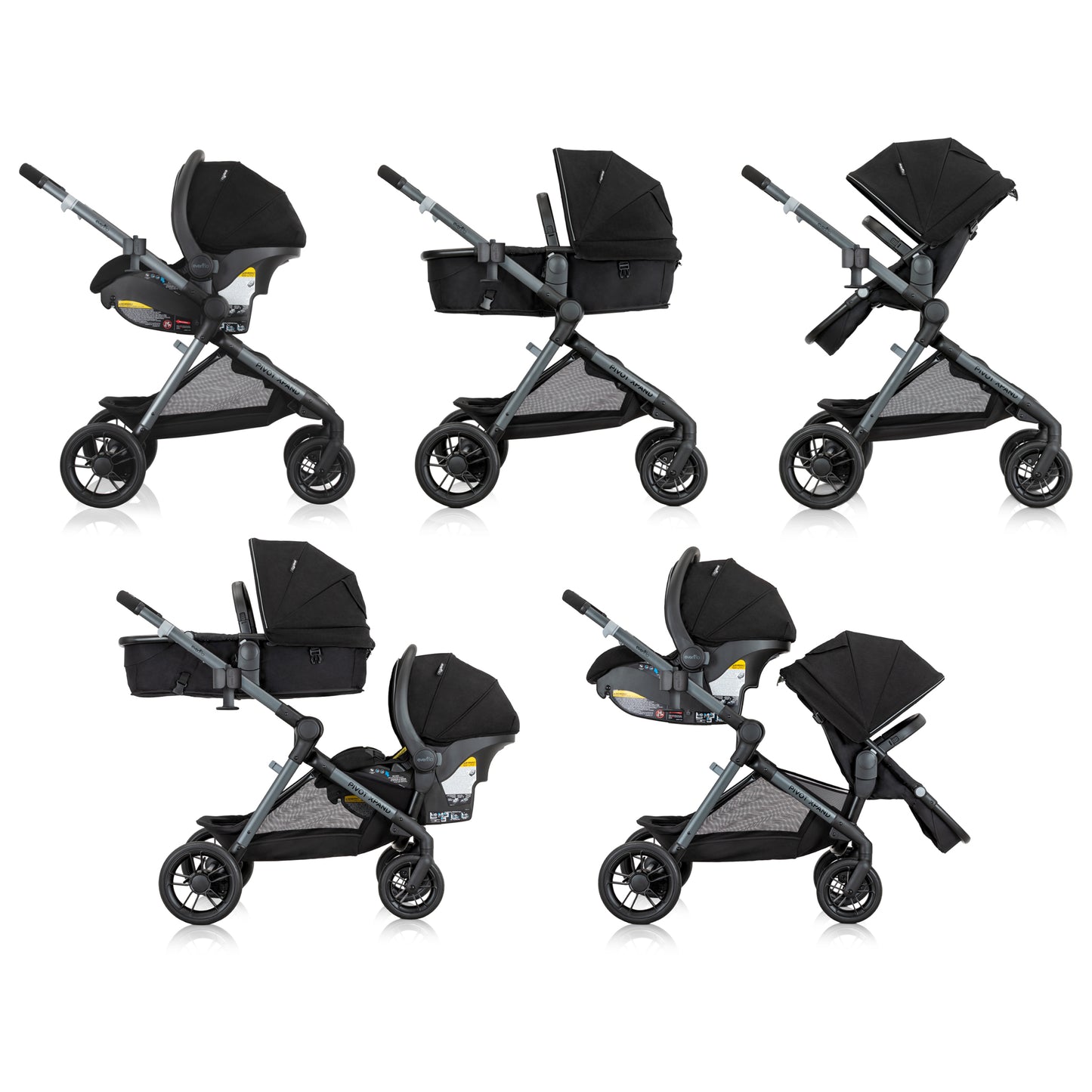 Evenflo - Pivot Xpand Modular Travel System with LiteMax Infant Car Seat - Ayrshire Black