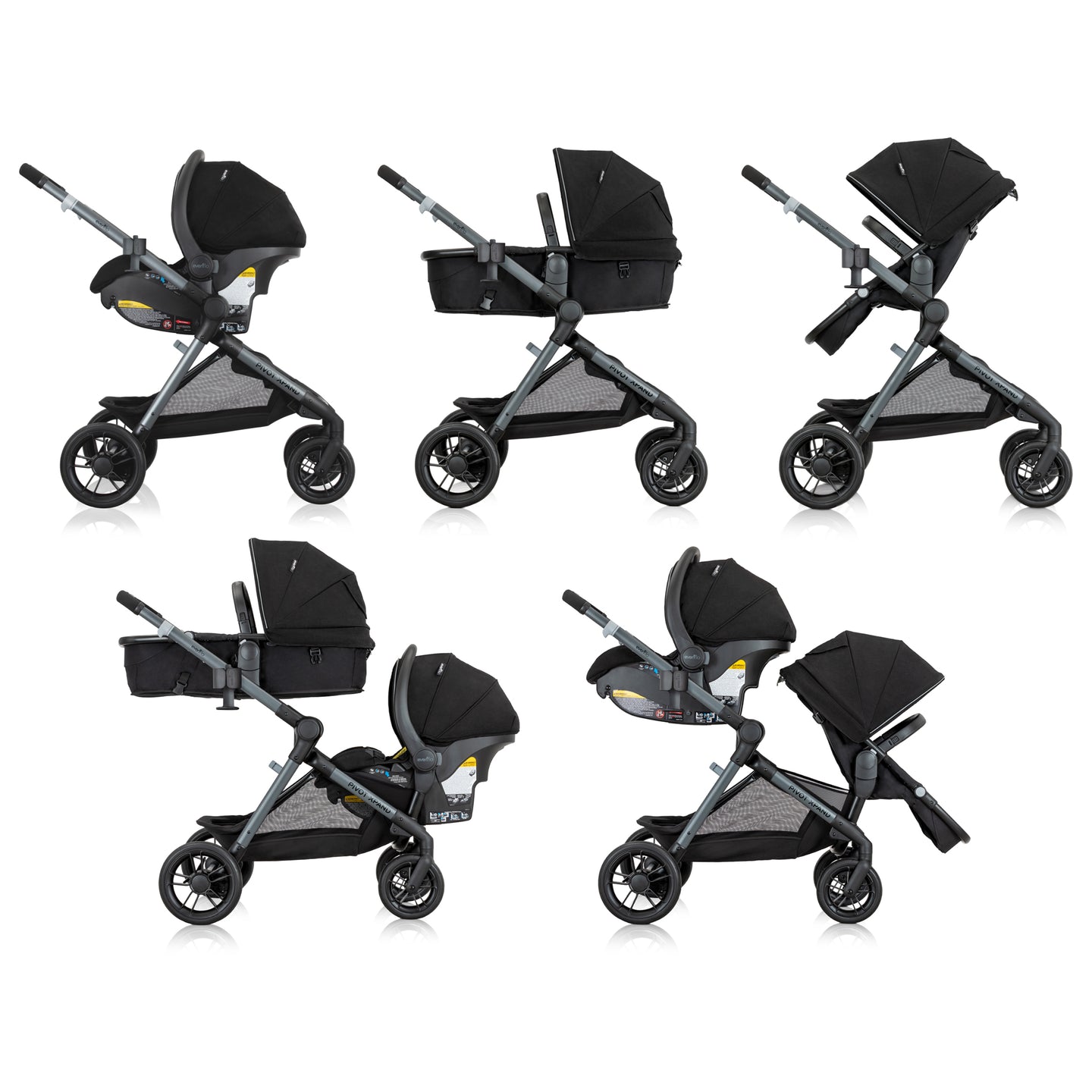 Evenflo - Pivot Xpand Modular Travel System with LiteMax Infant Car Seat - Ayrshire Black