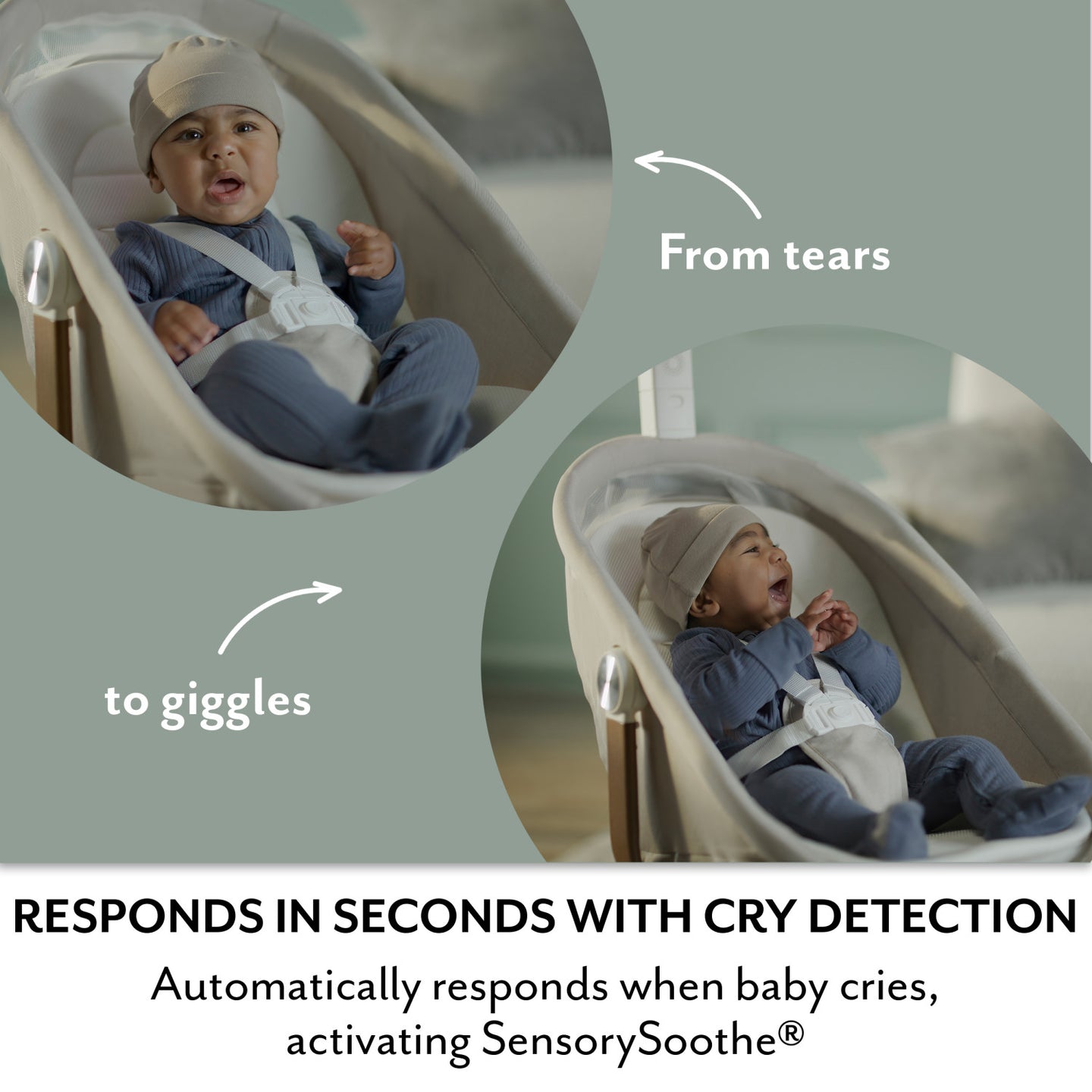Evenflo - Elara 2-In-1 Smart Motion Swing & Soothing Nest - Coastal Coffee