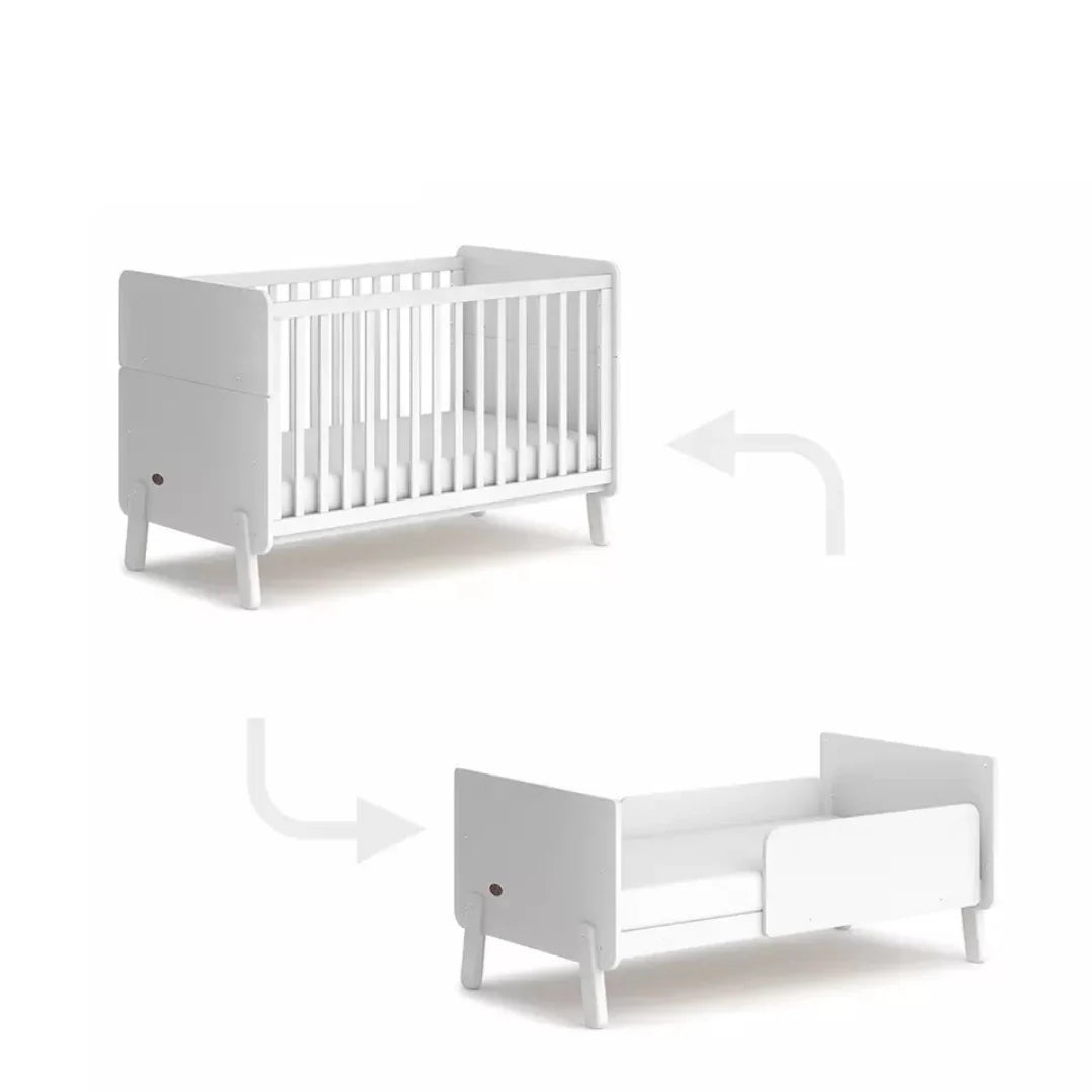 Boori - Natty Cot with Mattress, Storage Changer and Wardrobe Set Barley White & Almond