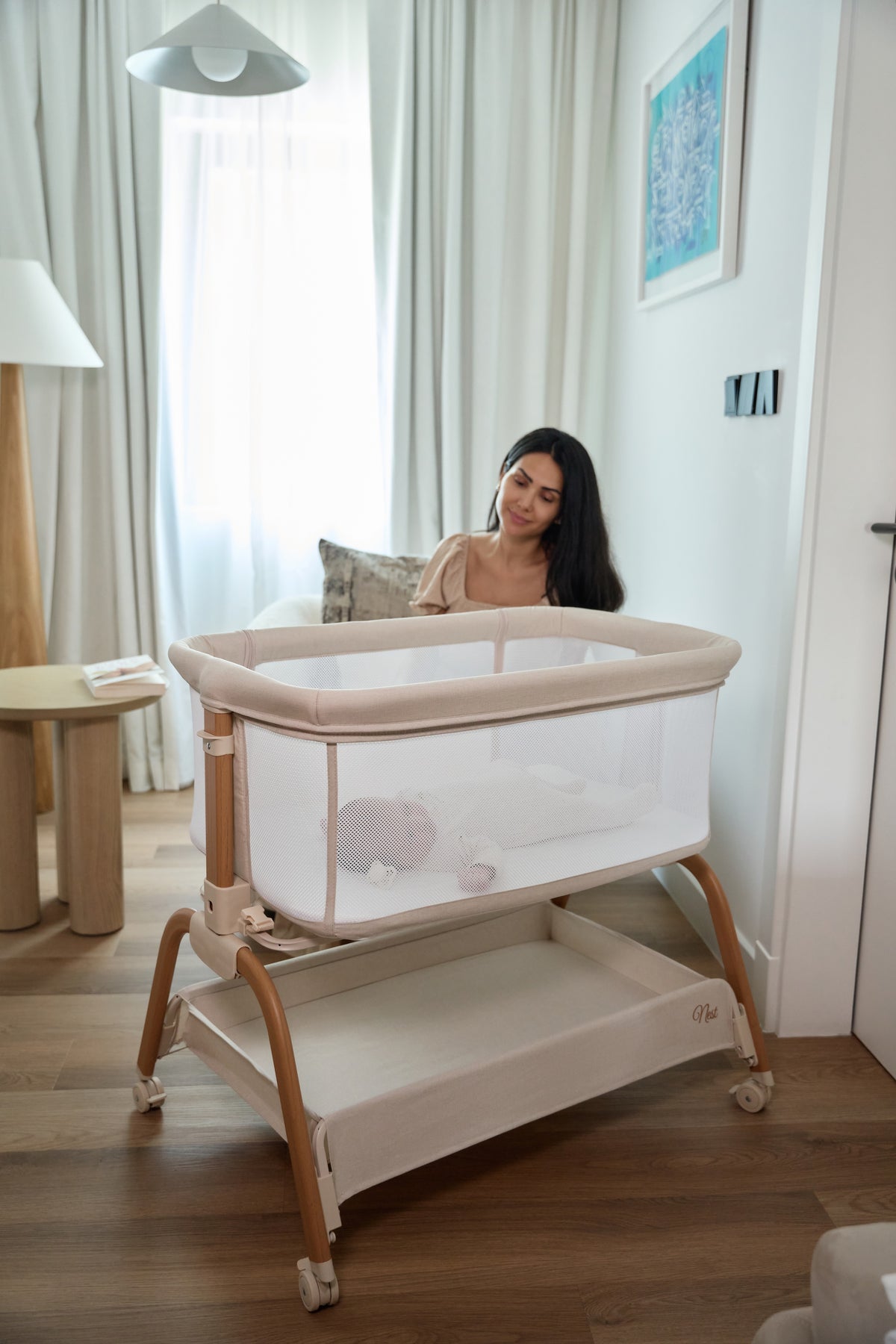 Jikel - Nest Co-sleeper Bedside Crib - Soft Beige