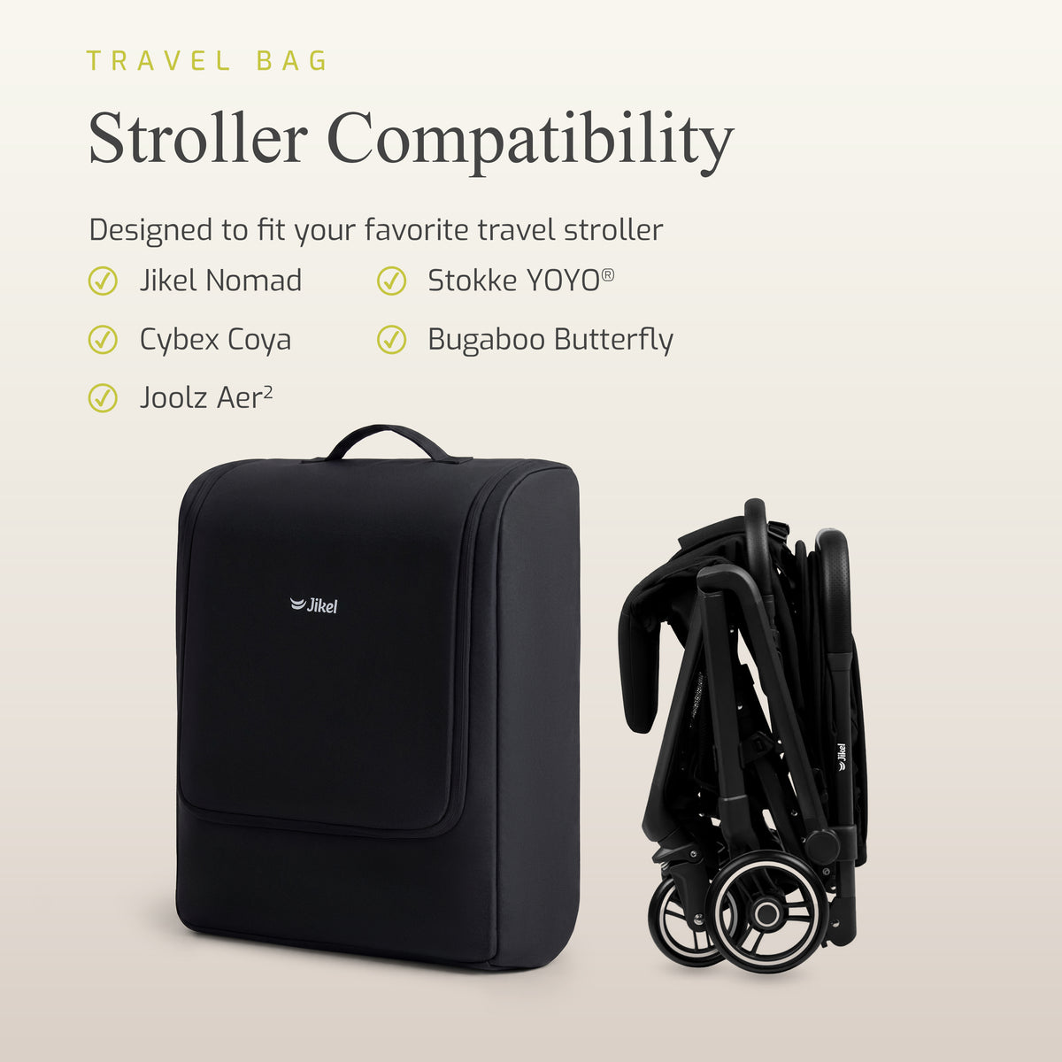 Jikel - Stroller Travel Backpack – Black