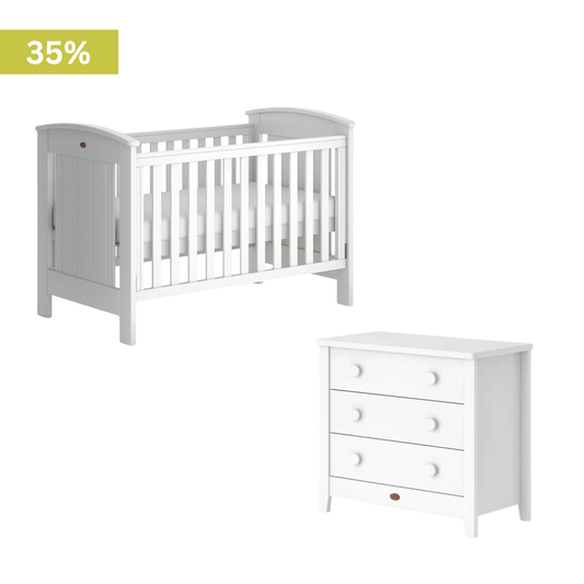 Boori - Casa Baby Cot Barley White  and 3 Drawer Chest Barley White