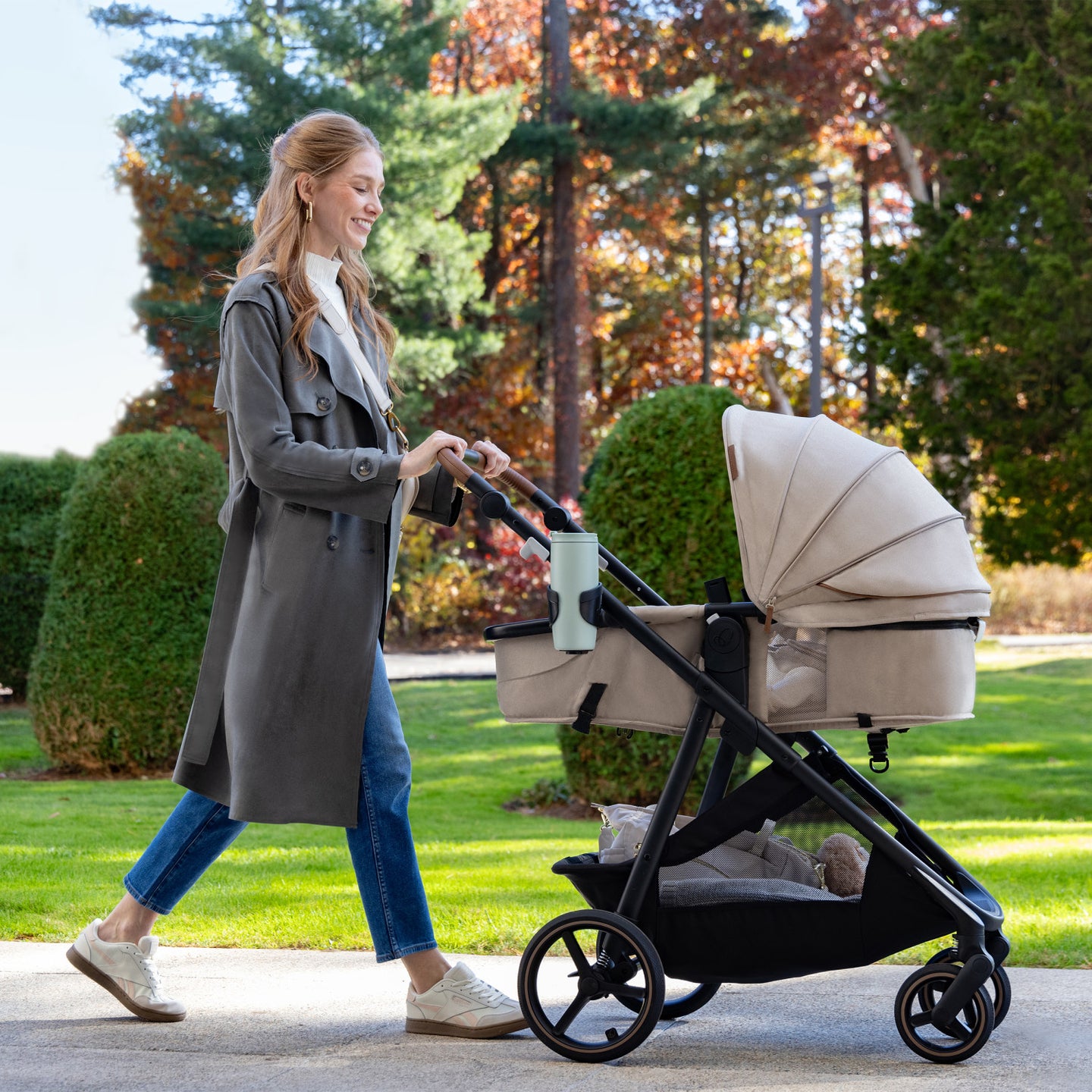Evenflo - Shyft Intuiti+ Travel System featuring Revolve180 LiteMax NXT with SensorySoothe - Champagne