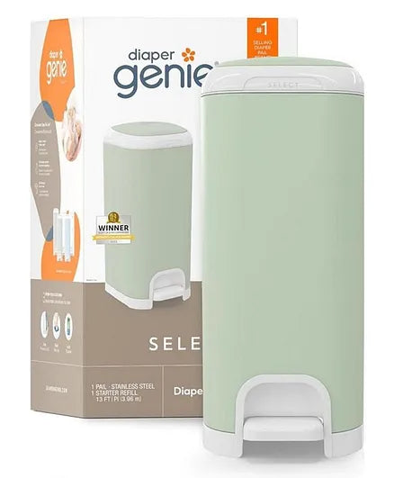 Diaper Genie - Select Odor Lock Stainless Steel Pail Green