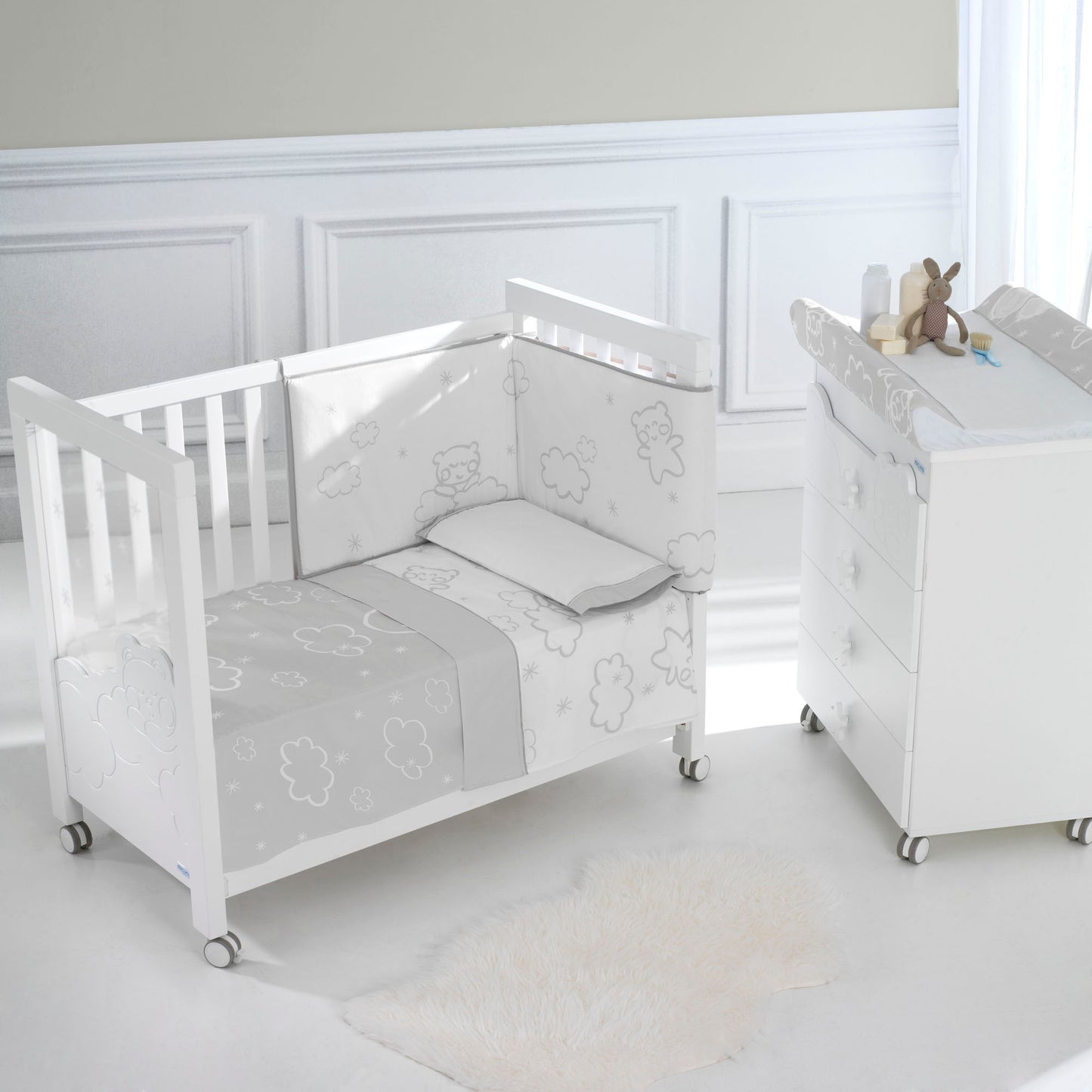 MICUNA - DOLCE LUCE 120 X 60 GREY DUVET+HEAD PROTECTOR