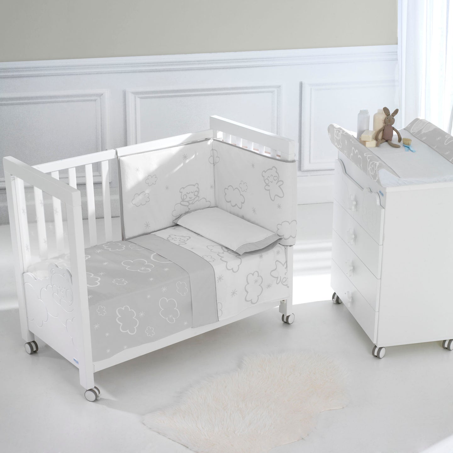 MICUNA -  DOLCE LUCE SET OF 120 X 60 GREY COT SHEETS