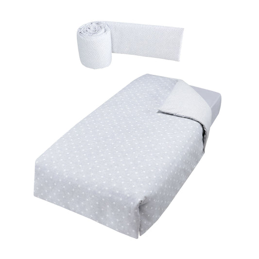 MICUNA - GALAXY GREY COT PROTECTOR + DUVET 140 X 70