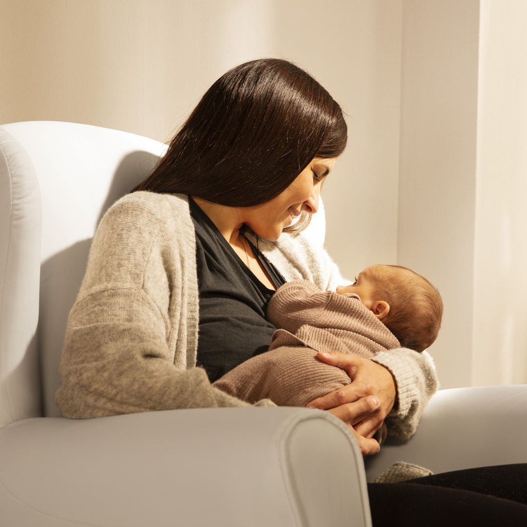 MICUNA - ROCKING NURSING CHAIR FLOR SLOW SYSTEM WHITE-WHITE LEATHERETT ...
