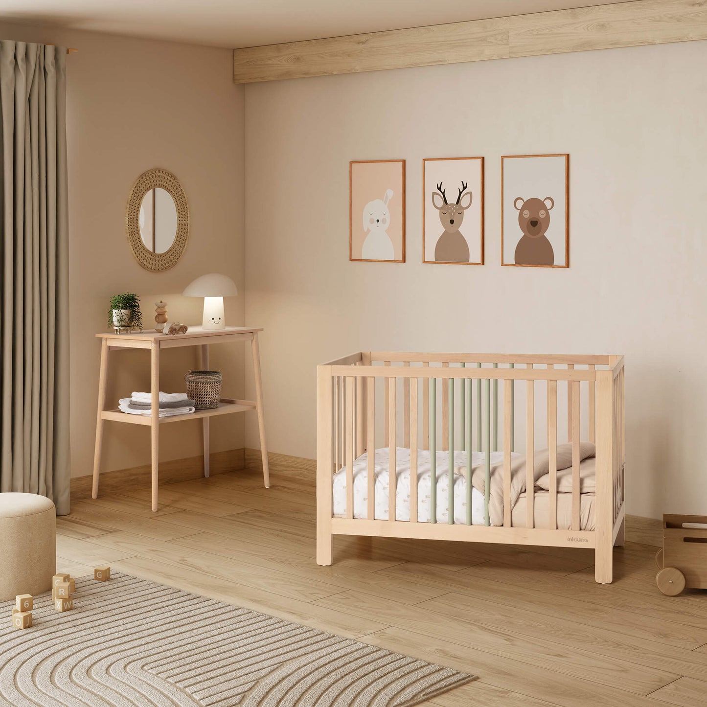 Micuna - NAYRA COT 120X60 WOOD / MINT