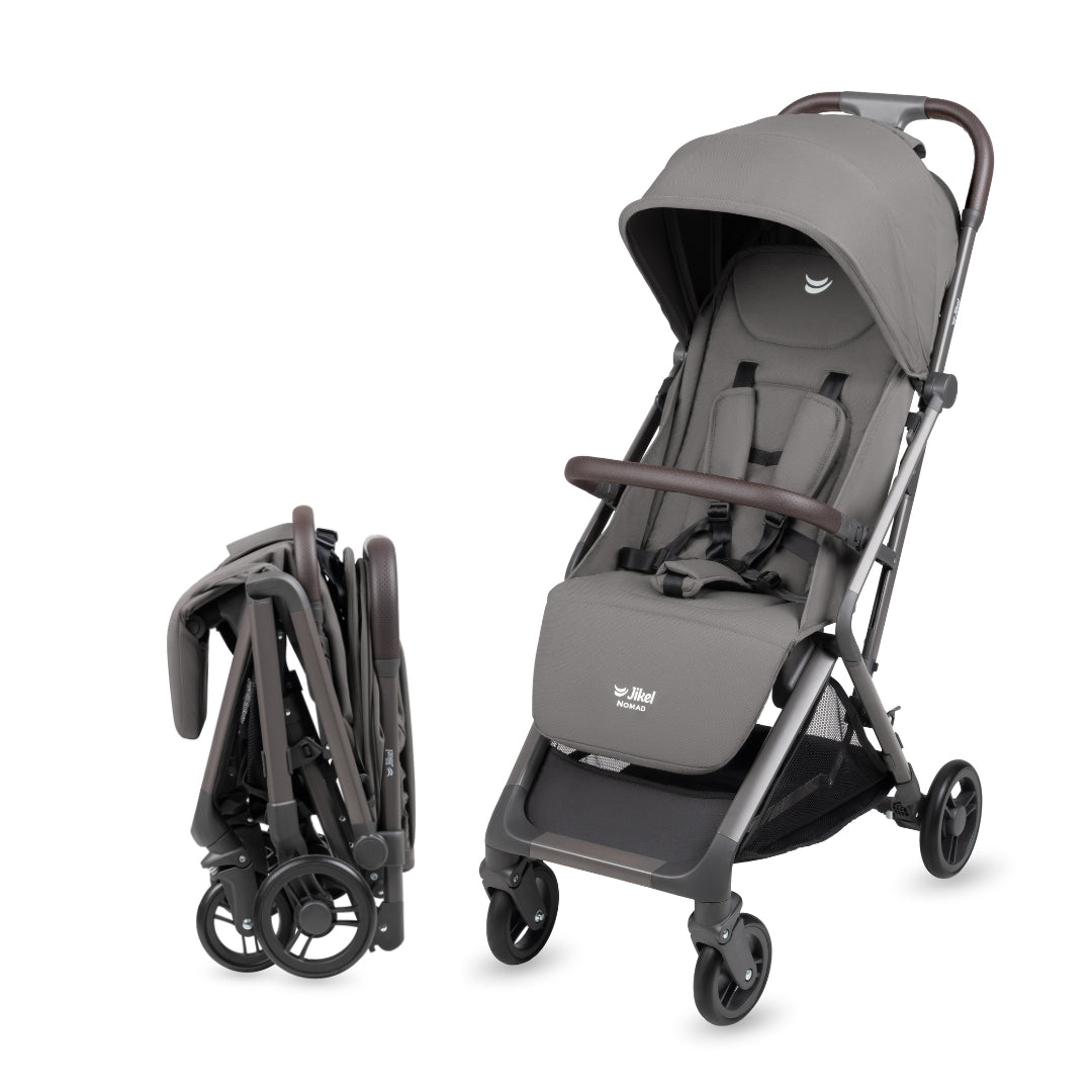 Jikel Nomad Auto-Fold Travel Stroller (Graphite Grey) + Stroller Travel Backpack – Set Bundle