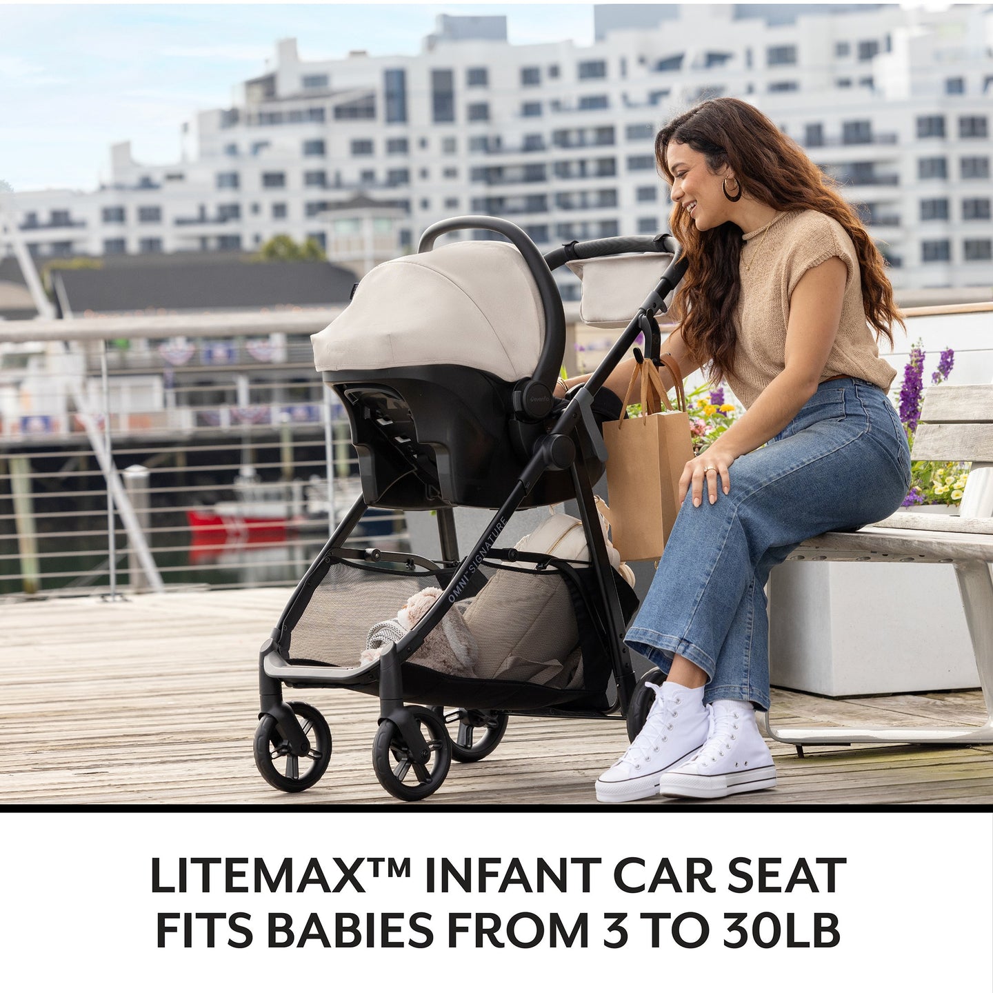 Evenflo - Omni Signature Travel System With Litemax Infant Car Seat - Coastal Coffee