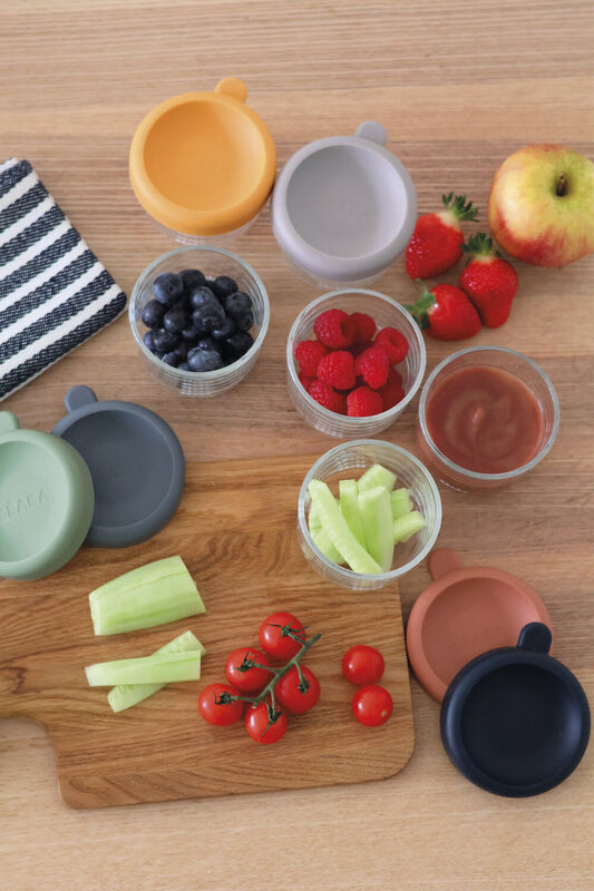 Beaba - Set Of 6 Glass Portion Jar 150ml Sunrise Color Mix