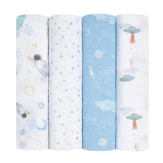 Aden + Anais - Essentials Muslin 4 Pack Swaddle Blanket Space Explorers