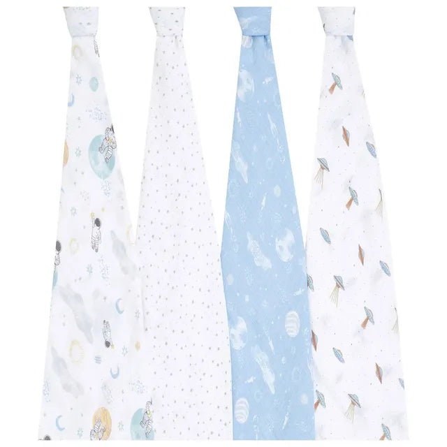Aden + Anais - Essentials Muslin 4 Pack Swaddle Blanket Space Explorers