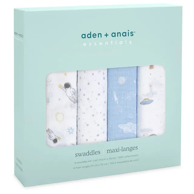 Aden + Anais - Essentials Muslin 4 Pack Swaddle Blanket Space Explorers