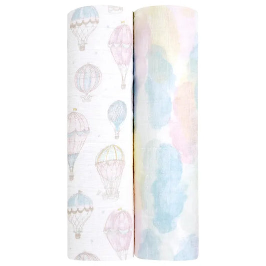 Aden + Anais - Large Swaddles - 2 Pack - Organic Cotton Muslin - Above the Clouds