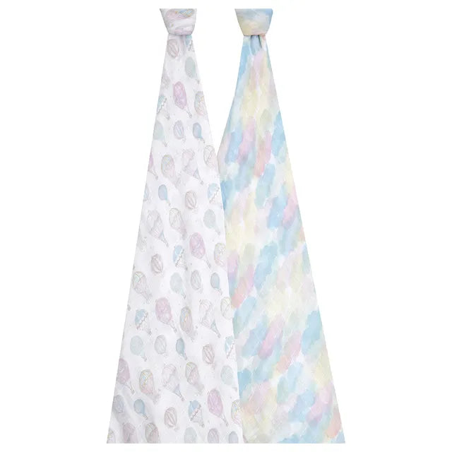 Aden + Anais - Large Swaddles - 2 Pack - Organic Cotton Muslin - Above the Clouds