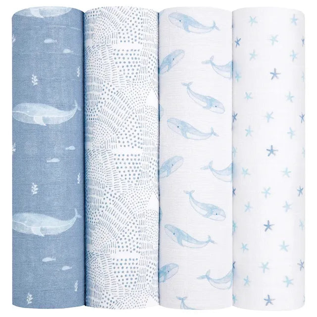 Aden + Anais - Large Swaddles - 4 Pack - Organic Cotton Muslin - Oceanic