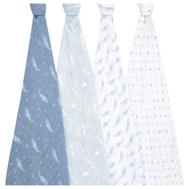 Aden + Anais - Large Swaddles - 4 Pack - Organic Cotton Muslin - Oceanic